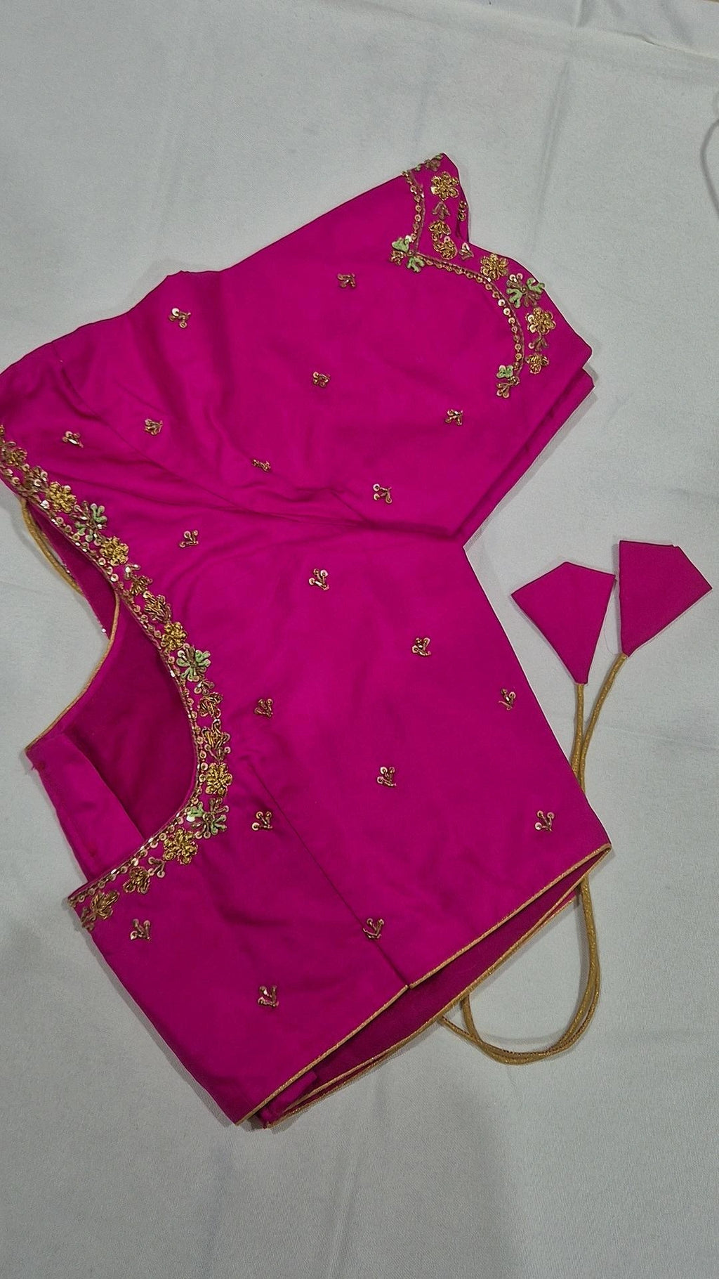 Magenta hand work saree blouse - front view