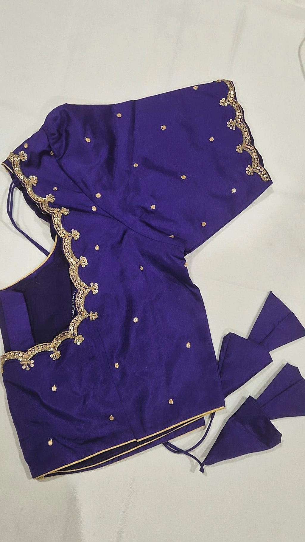 Purple hand work saree blouse - front view