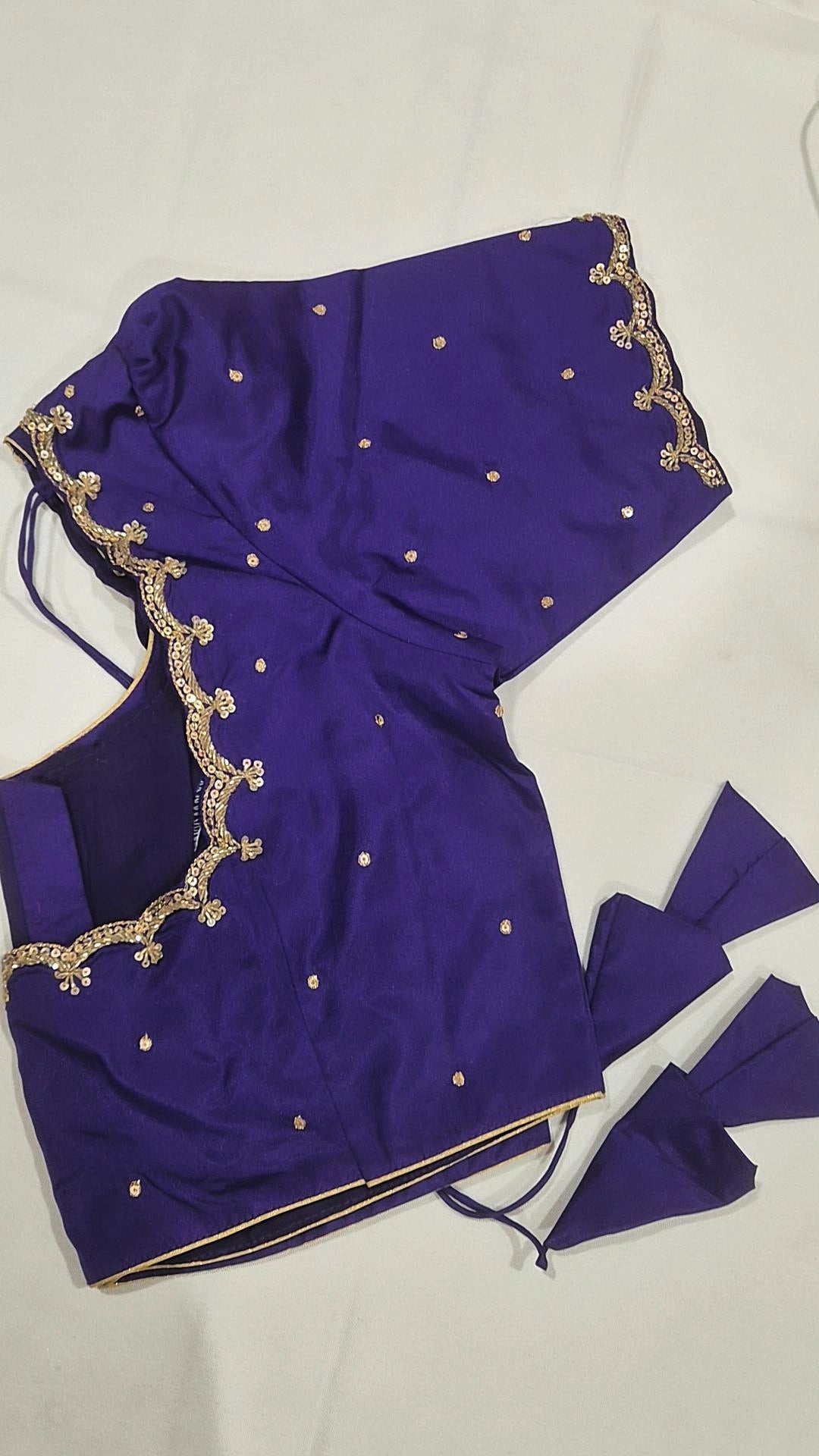 Purple hand work saree blouse - front view