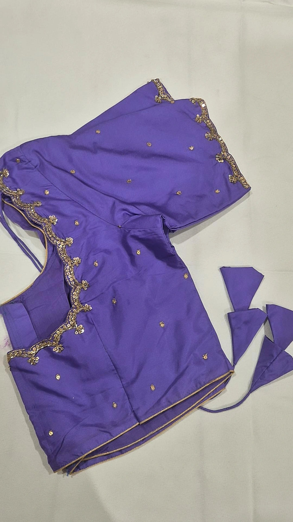 Violet hand work saree blouse - front view