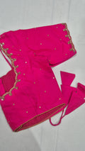 Hot pink hand work saree blouse - front view