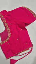 Fuchsia square back saree blouse - front view