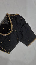 Black hand work saree blouse - front view