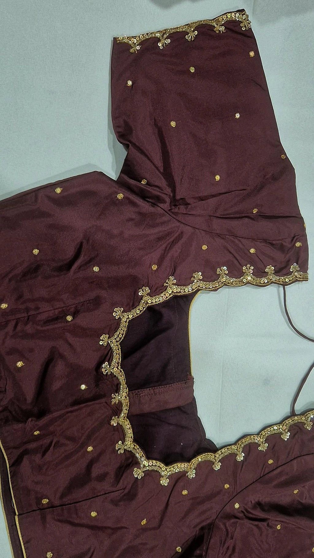 Wine hand work saree blouse - front view