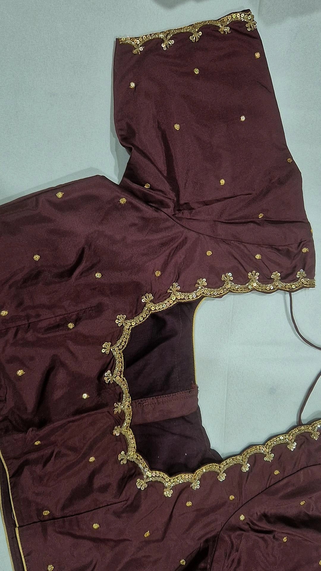 Wine hand work saree blouse - front view