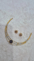 Gold Floral CZ Necklace & Earring Set – Ruby Pink Style 2