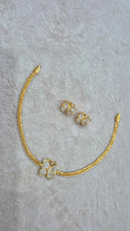 Gold Floral CZ Necklace & Earring Set – Ruby Pink