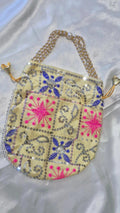 Sequin Starburst Embroidered Potli Bag - Cream