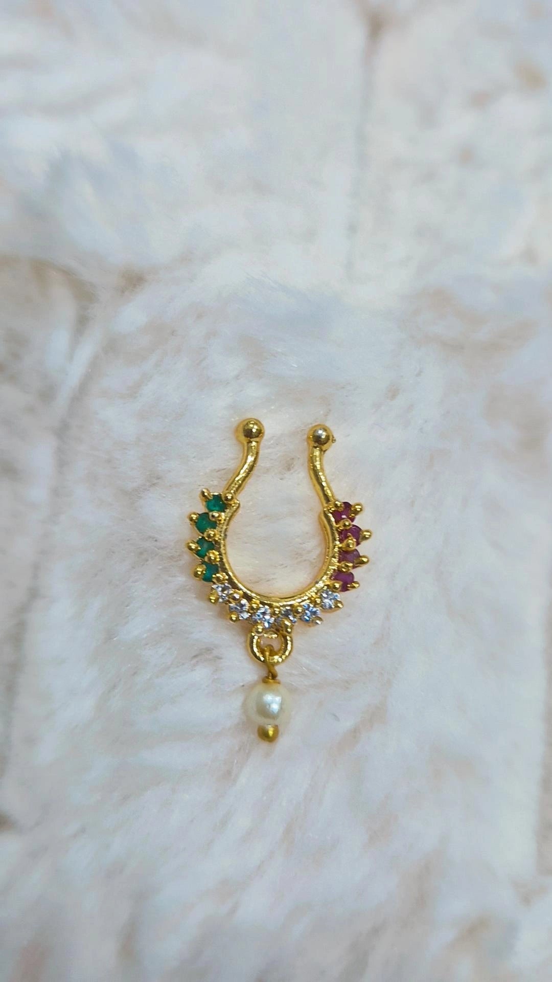 Ruby & Diamond Hoop Nose Pin