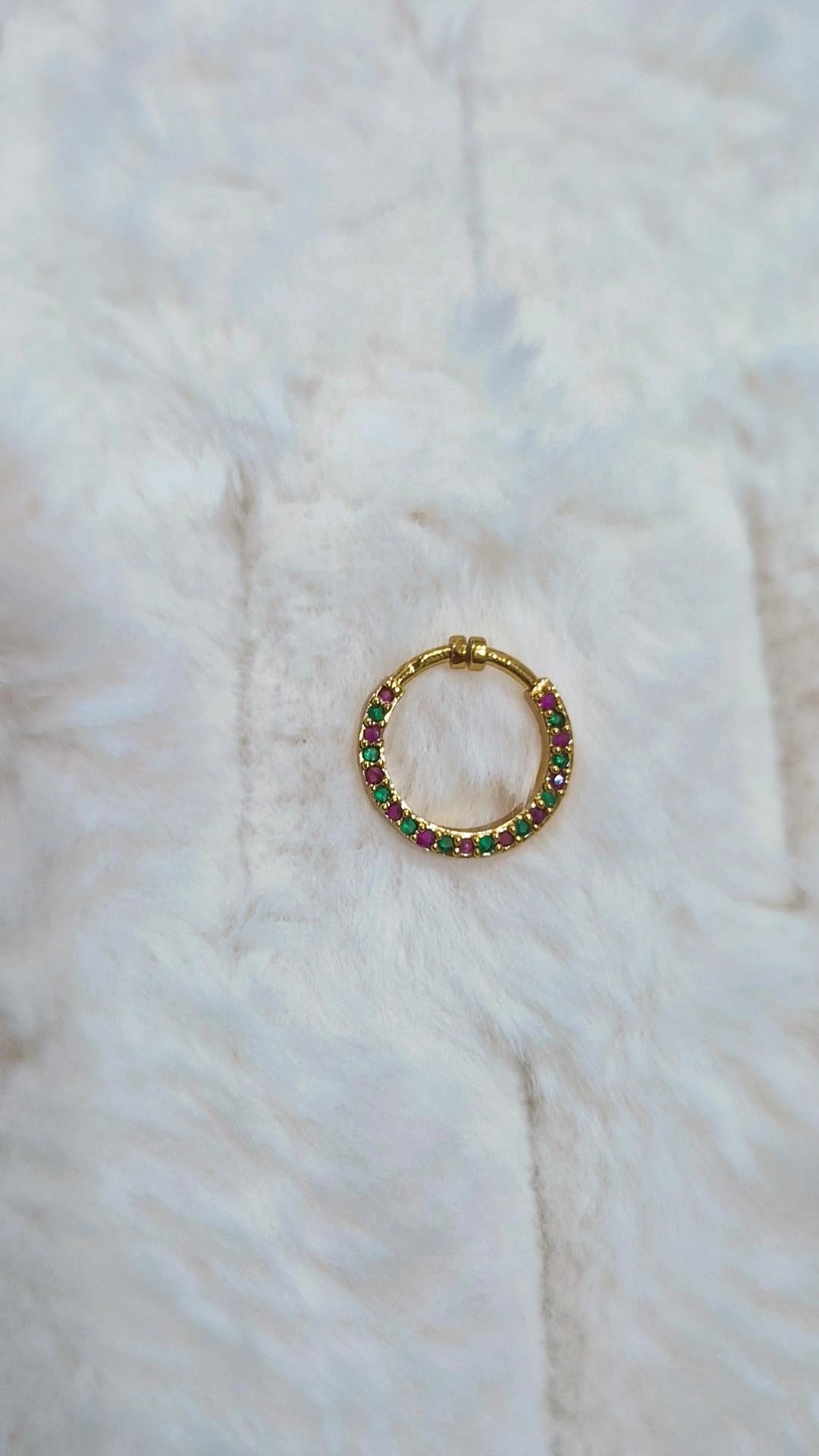 Gold Green Peacock Nose Pin