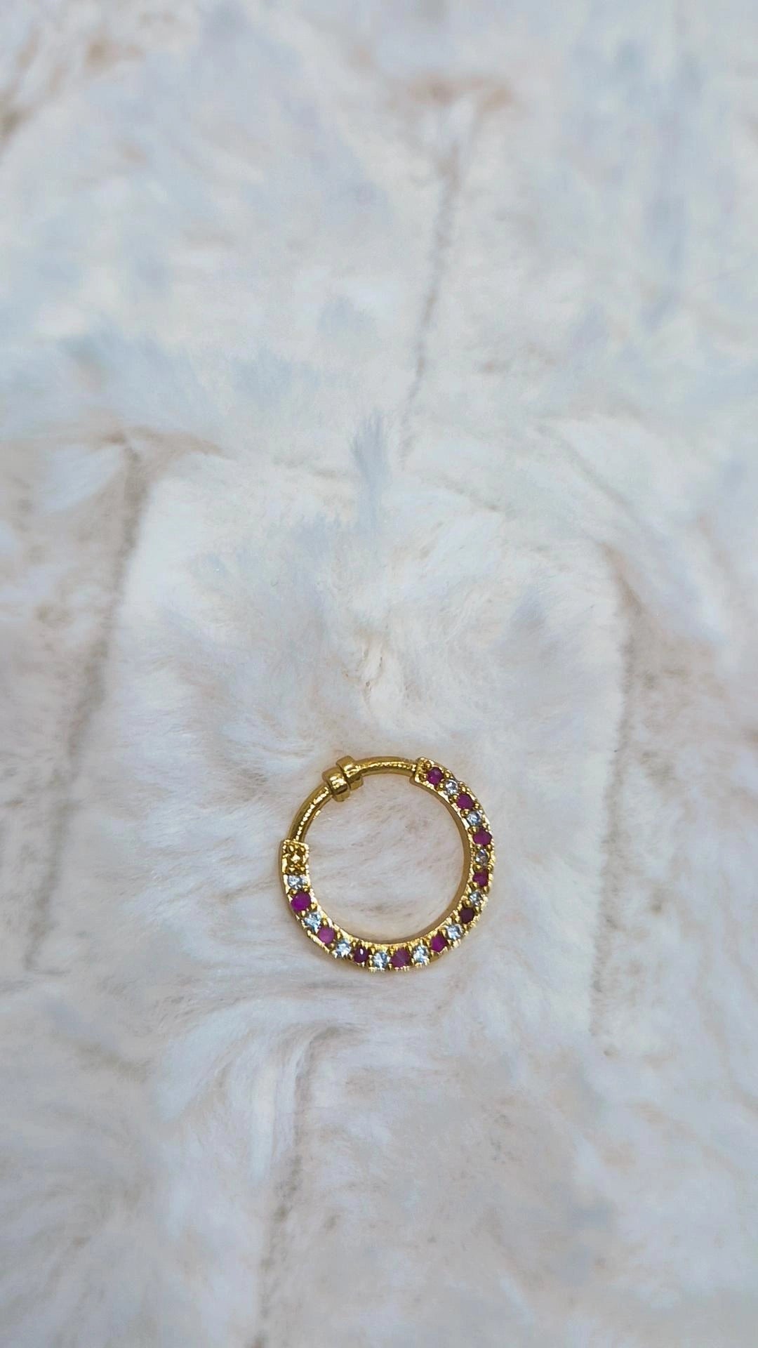 Ruby & Emerald Hoop Nose Pin