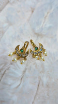 Emerald & CZ Crescent Moon Bugadi Ear Cuff