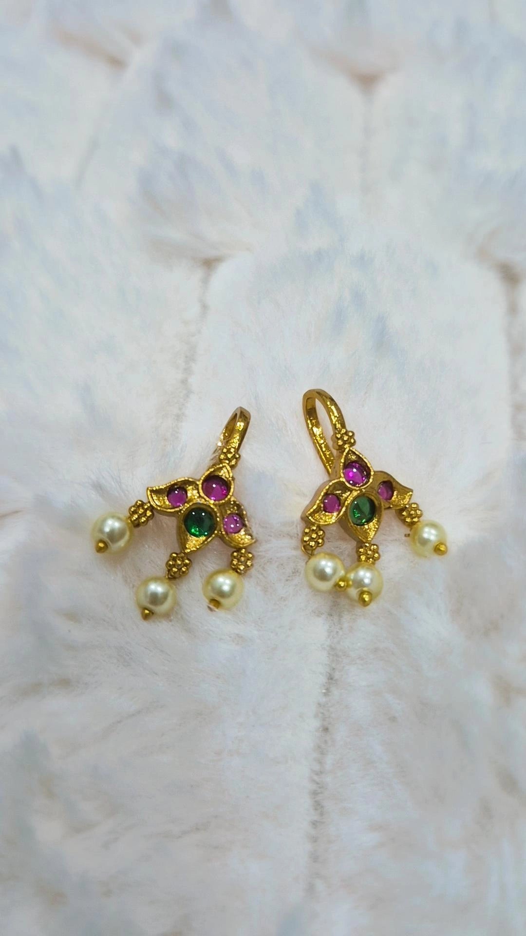 Ruby & Emerald Floral Bugadi Ear Cuff