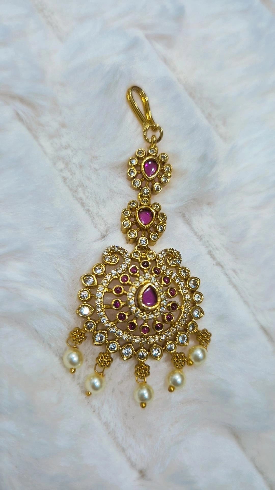 Ruby & CZ Jadau Maang Tikka