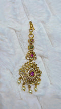 Ruby & Emerald CZ Peacock Maang Tikka