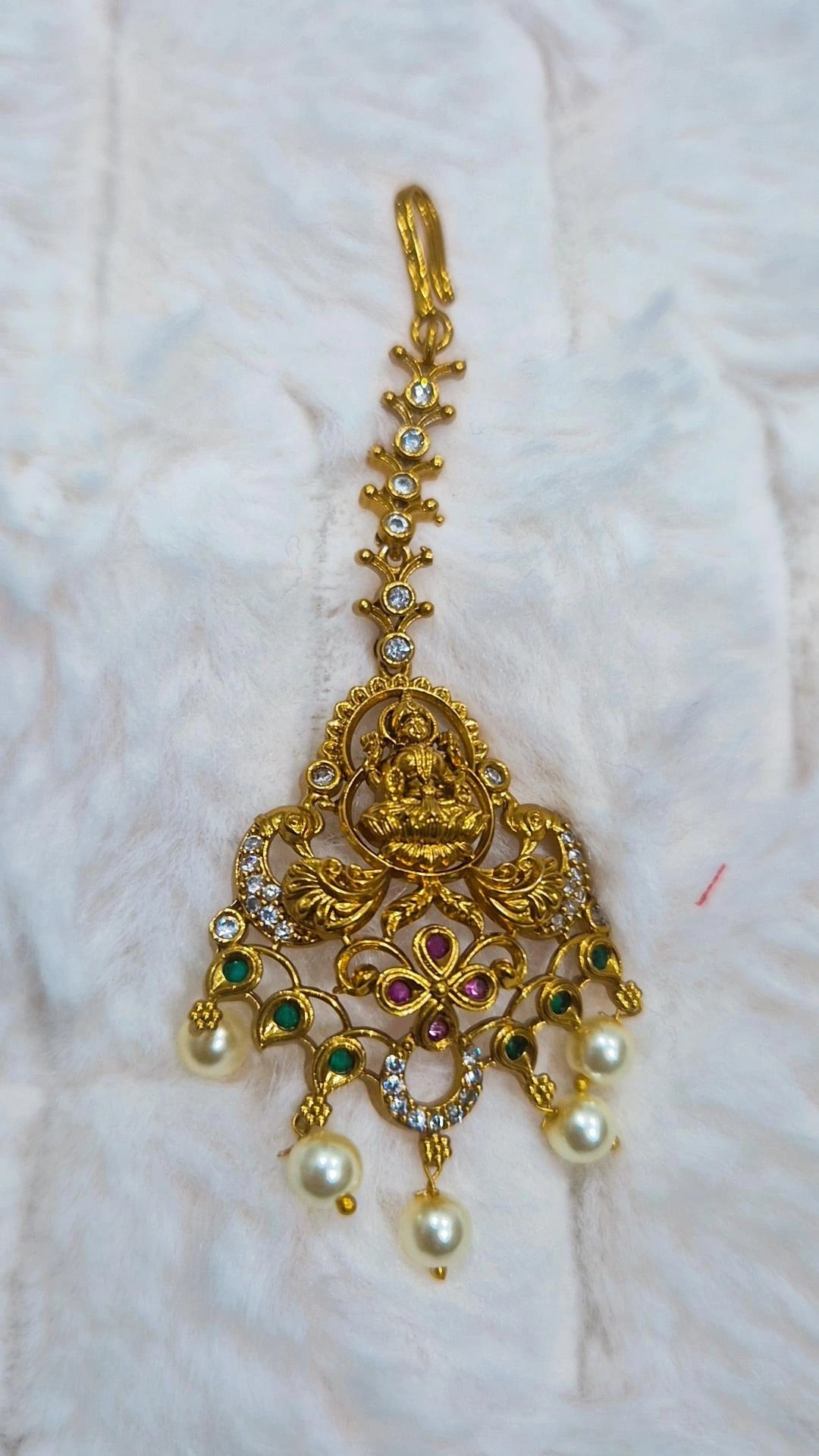 Lakshmi CZ Floral Chain Maang Tikka