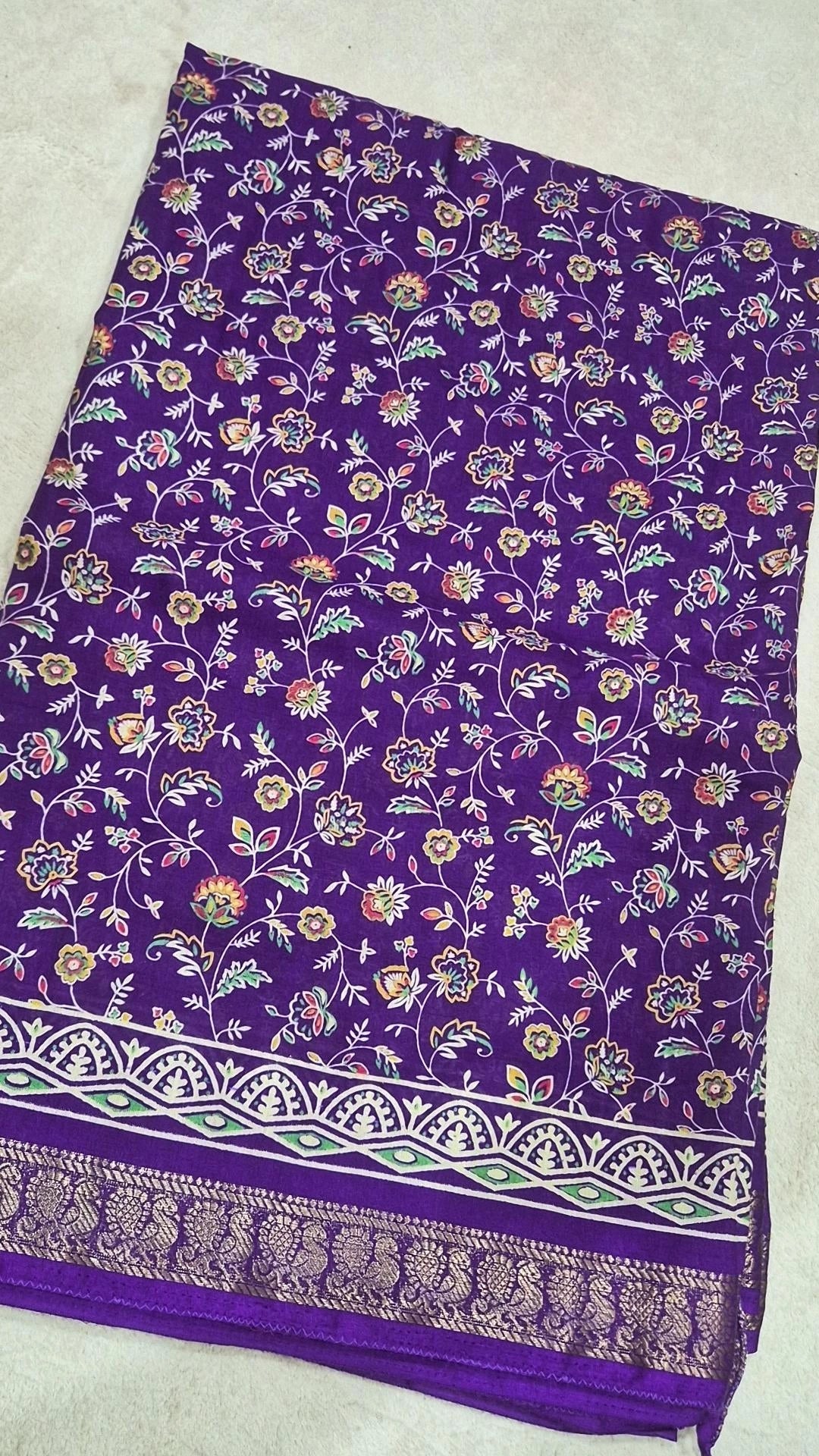 Royal Purple Dola Silk Saree - Embroidery Detail