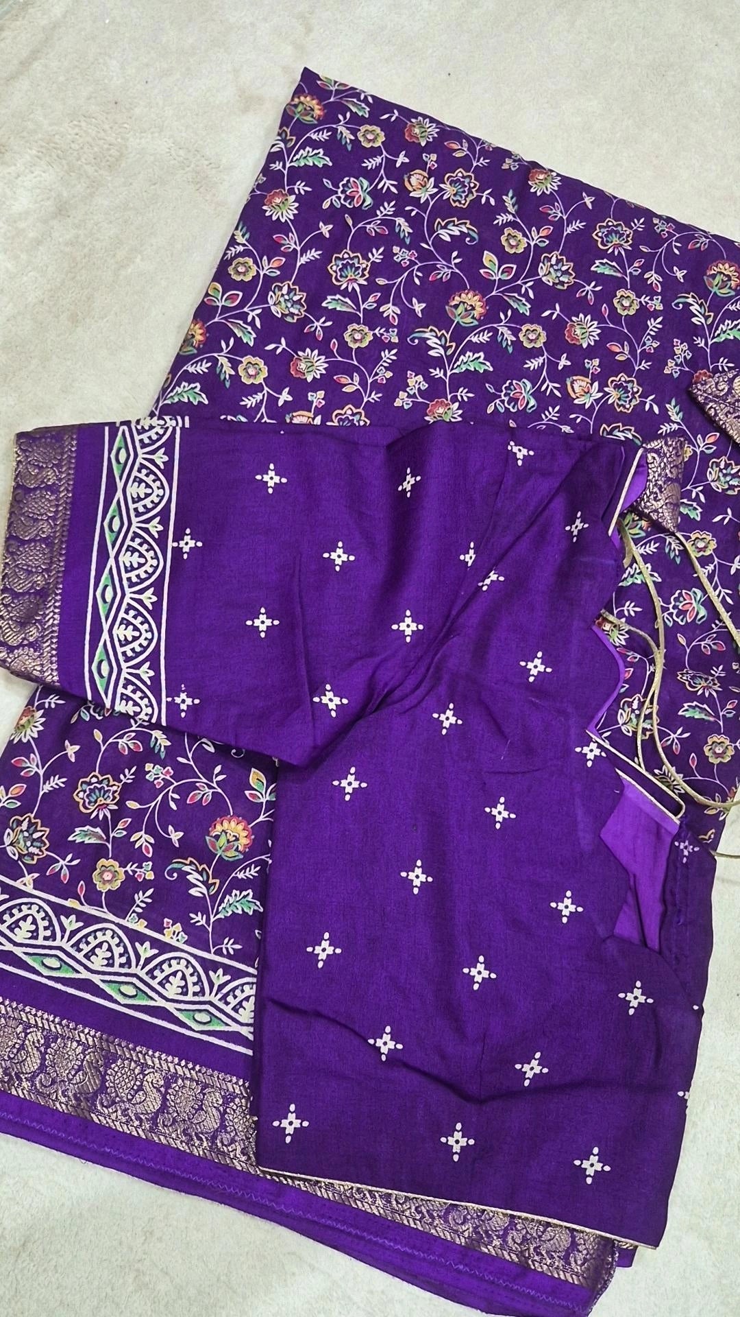 Royal Purple Dola Silk Saree with Matching Blouse