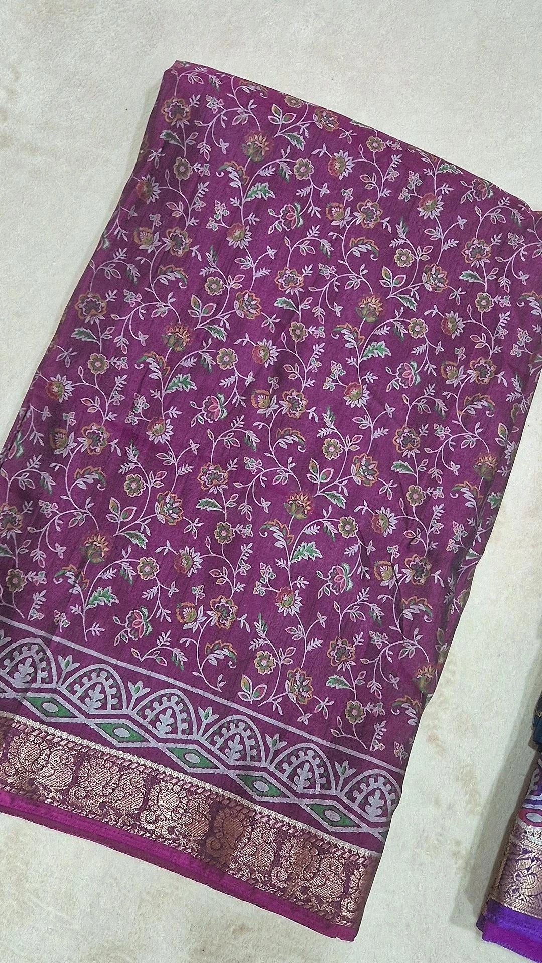 Grape Wine Dola Silk Saree with Blouse