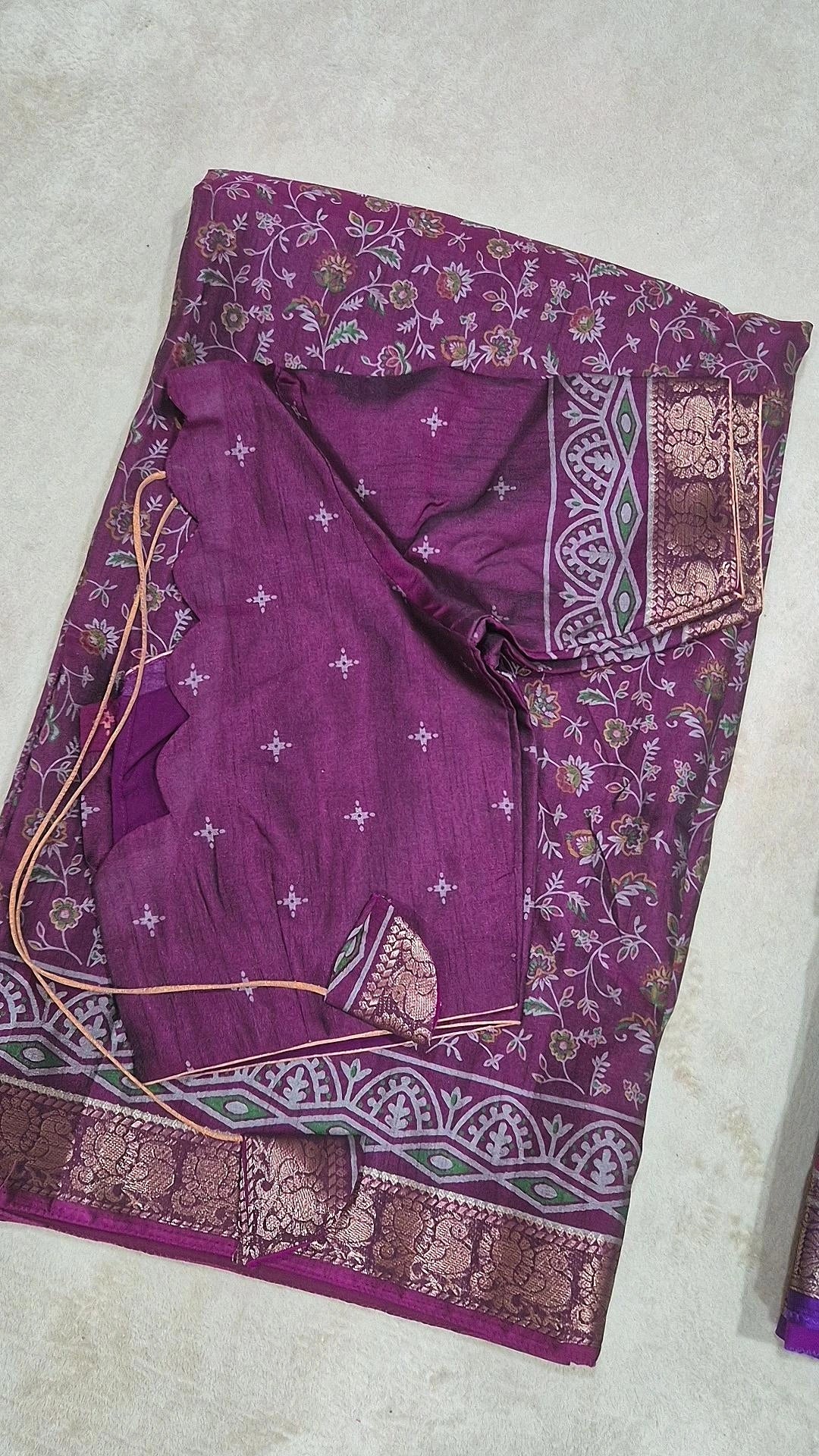 Grape Wine Dola Silk Saree with Blouse