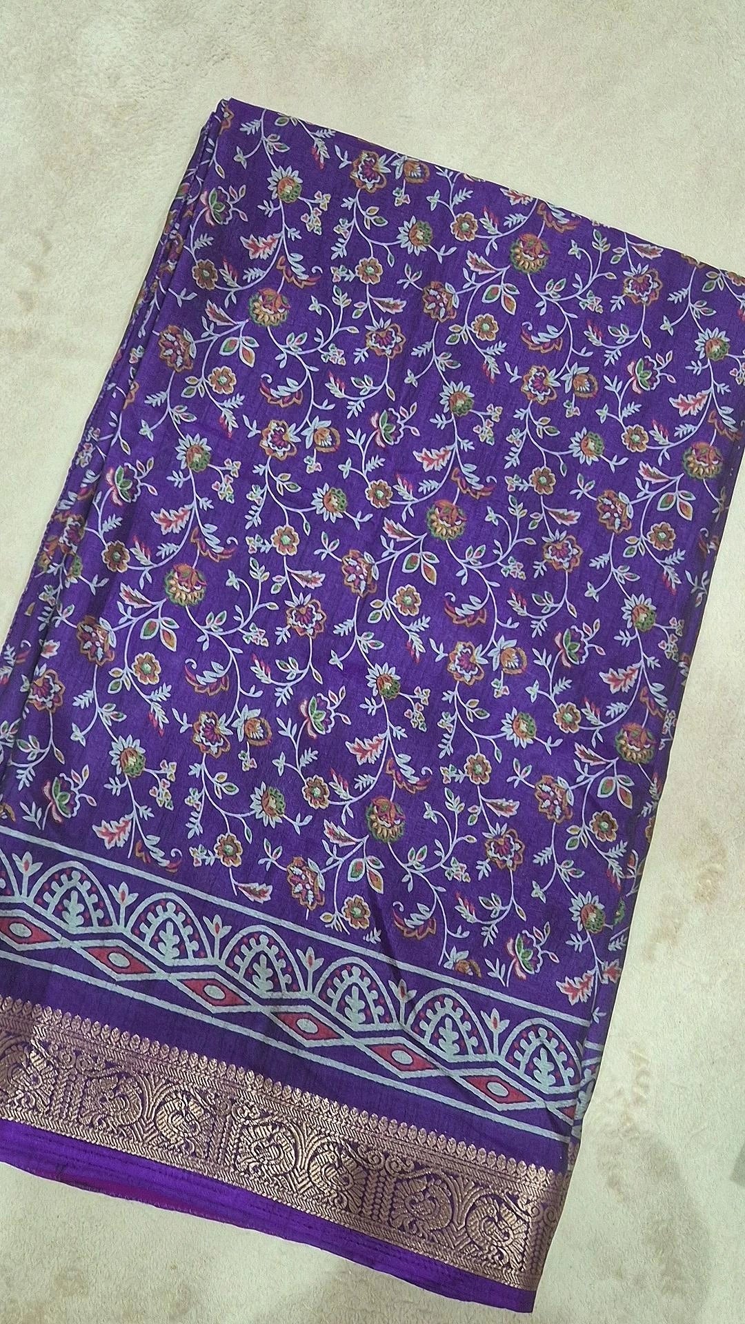 Violet Purple Dola Silk Saree with Blouse