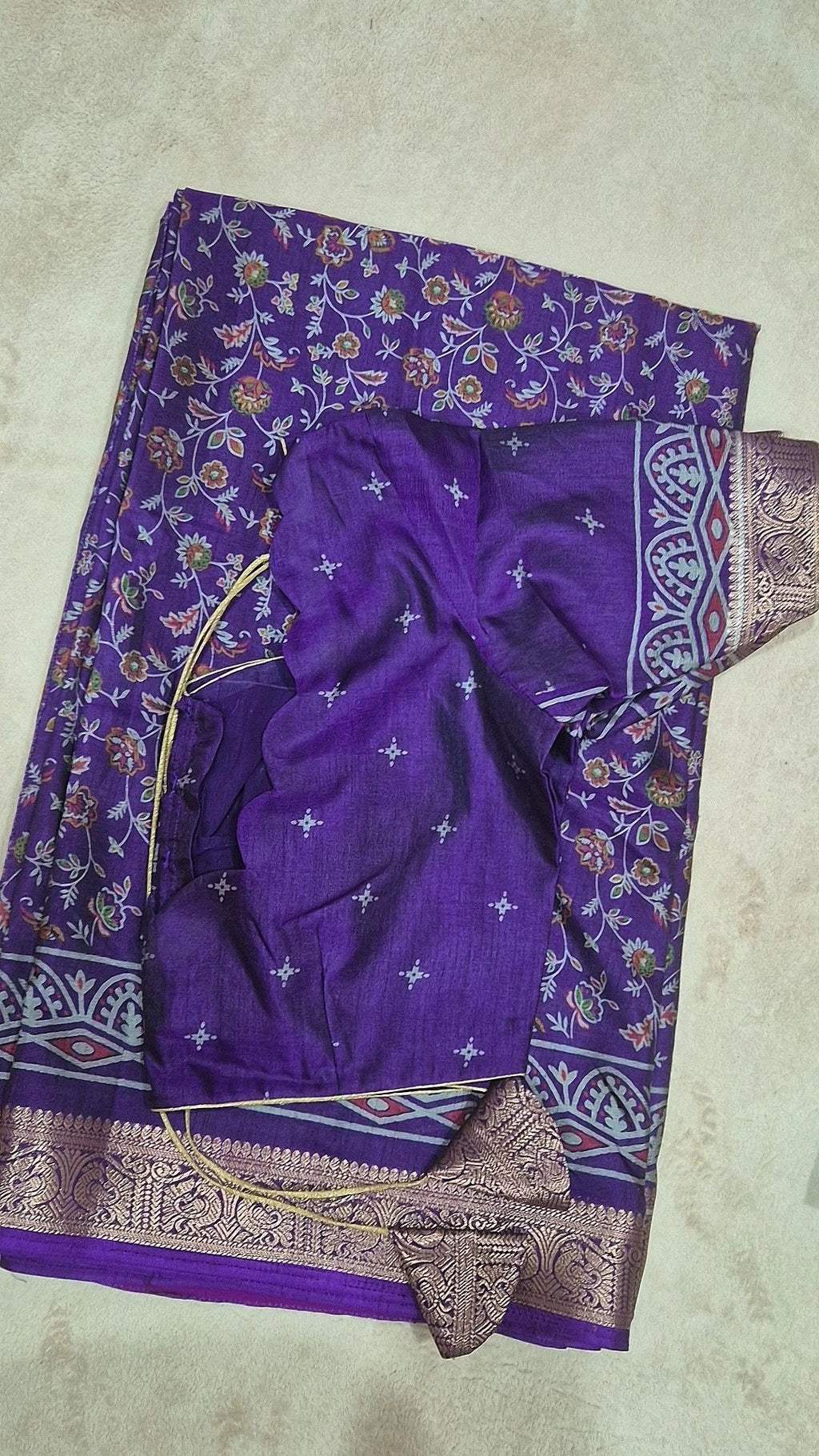 Violet Purple Dola Silk Saree with Blouse