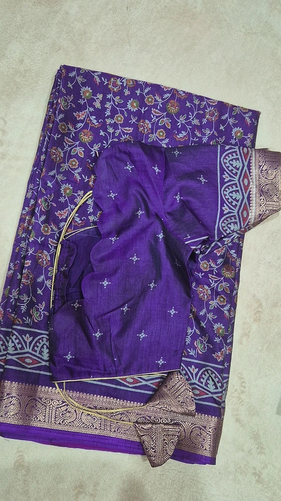 Violet Purple Dola Silk Saree with Blouse