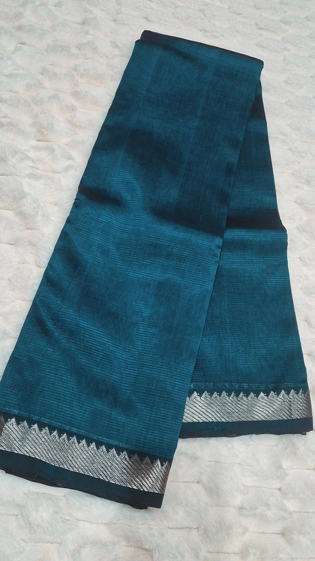 Teal Green Mangalagiri Pattu Saree