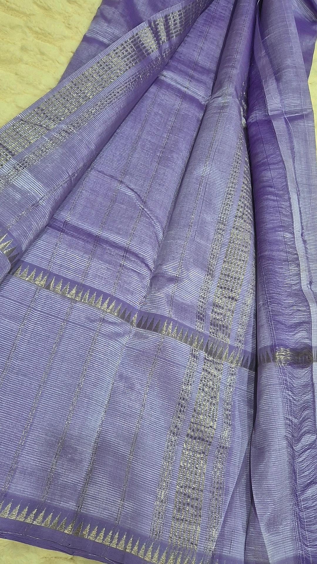 Purple Mangalagiri Pattu handloom saree pallu and woven border detail