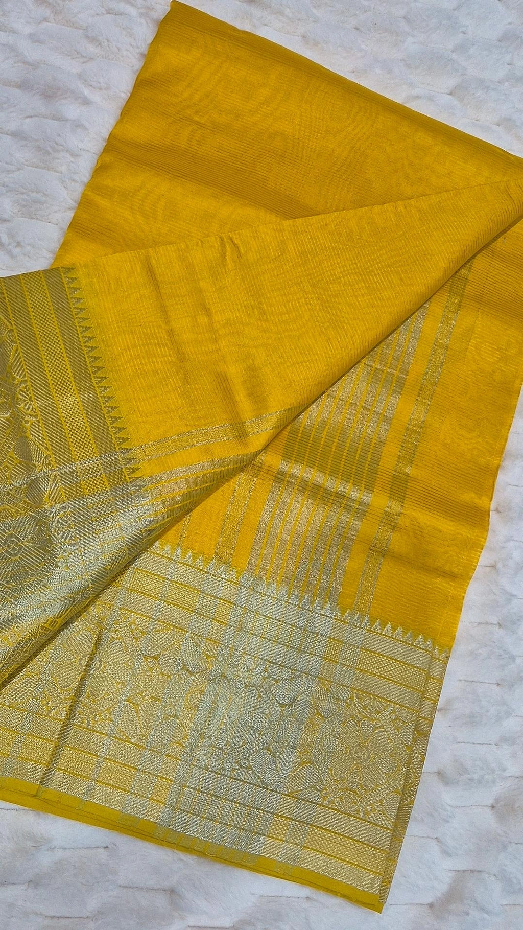 Mustard Mangalagiri Pattu Handloom Saree