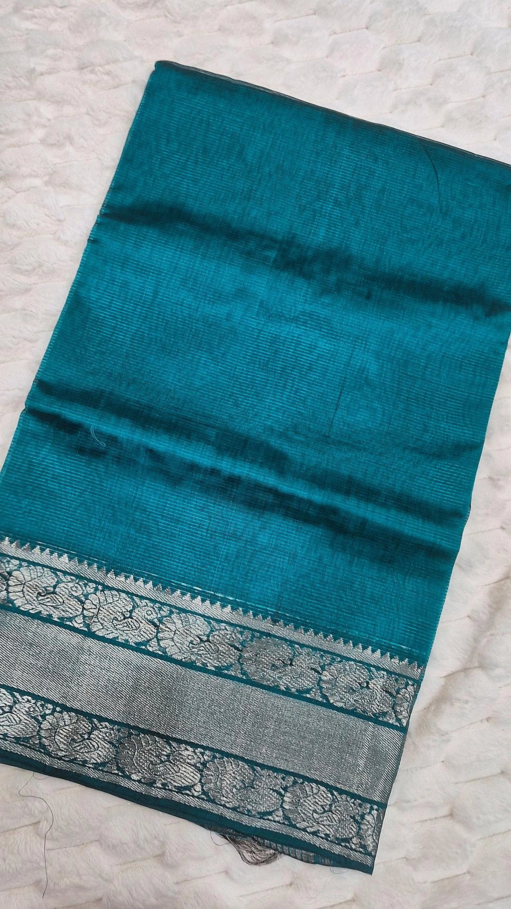 Teal Mangalagiri Pattu Handloom Saree