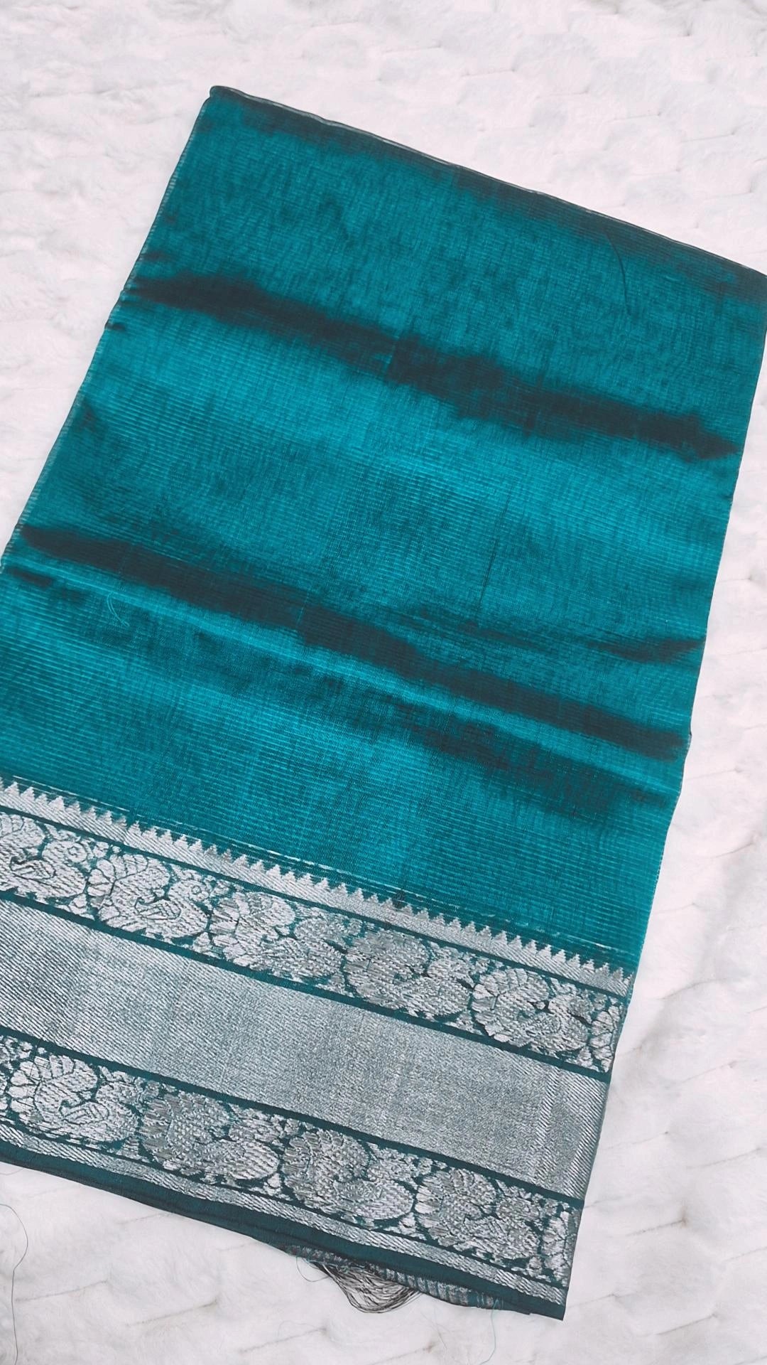 Teal Mangalagiri Pattu Handloom Saree