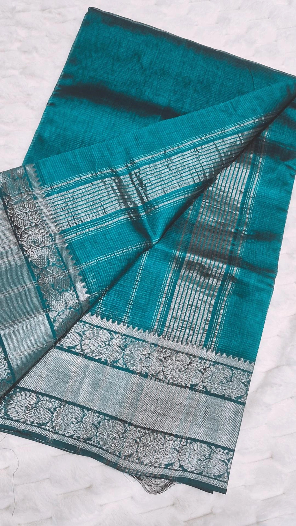 Teal Mangalagiri Pattu Handloom Saree