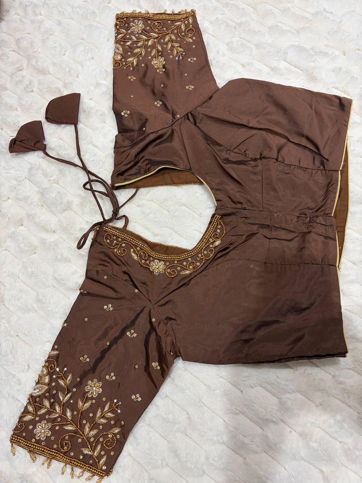 Parrot Green Boutique Stitched Saree Blouse - Front View