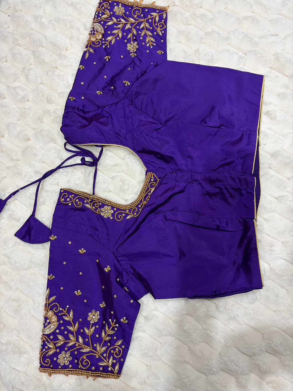 Royal purple maggam work blouse - back view