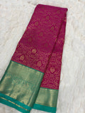 Magenta & Teal Kanjivaram Silk Saree - Folded saree full view