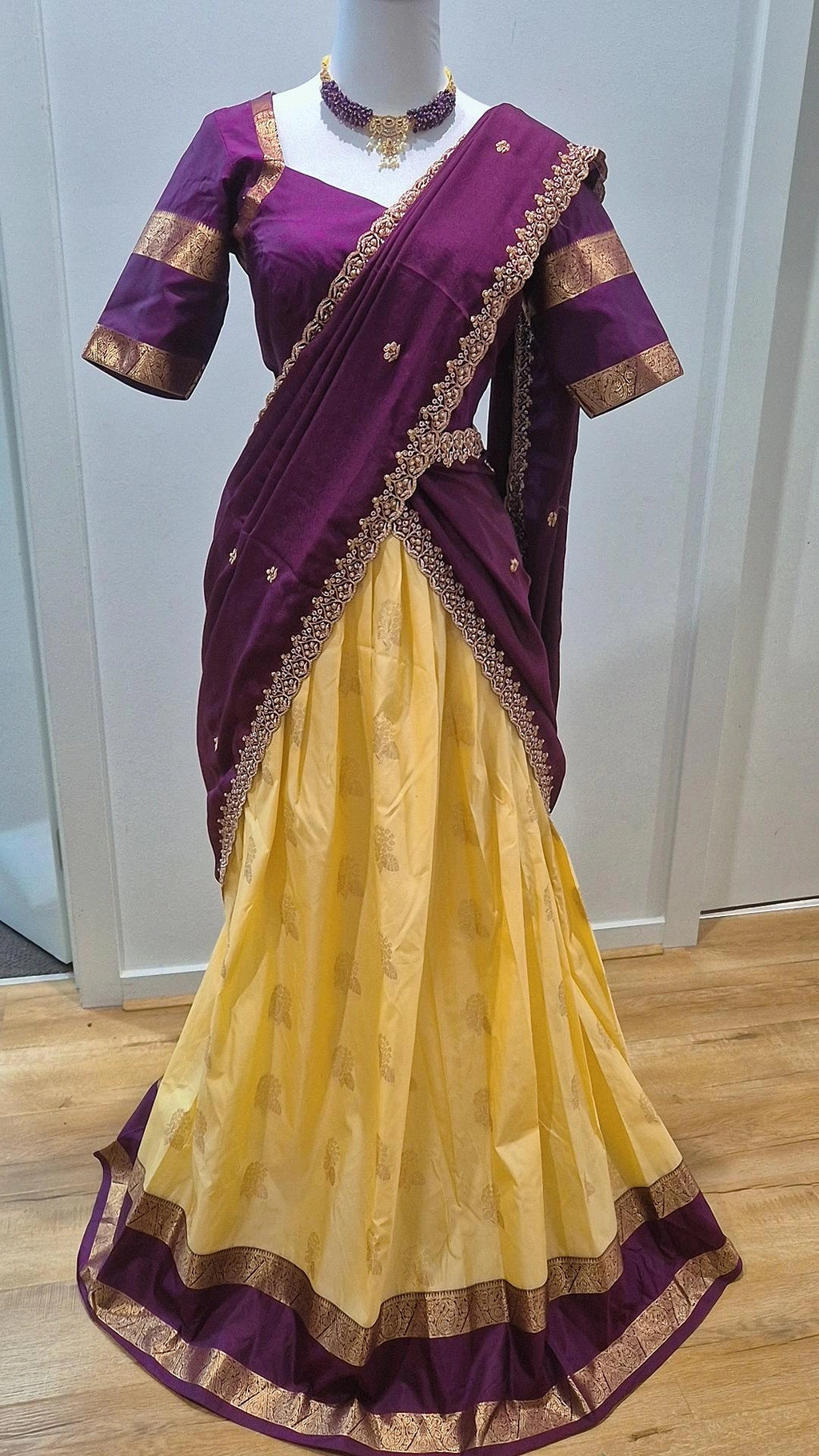 Kanchi Pattu Gap Boder Lehenga with Blouse