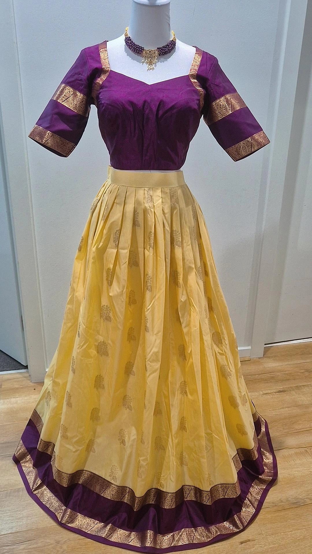 Kanchi Pattu Gap Boder Lehenga with Blouse