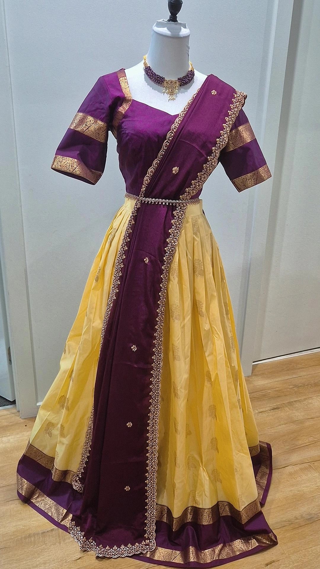 Kanchi Pattu Gap Boder Lehenga with Blouse