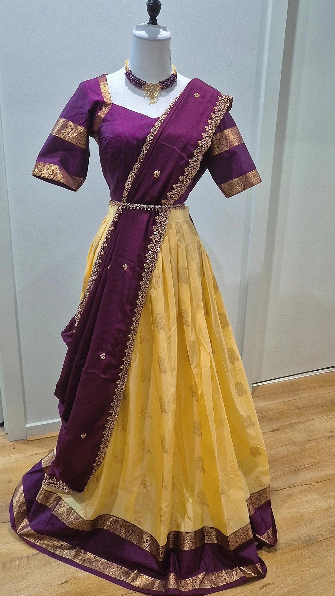 Kanchi Pattu Gap Boder Lehenga with Blouse