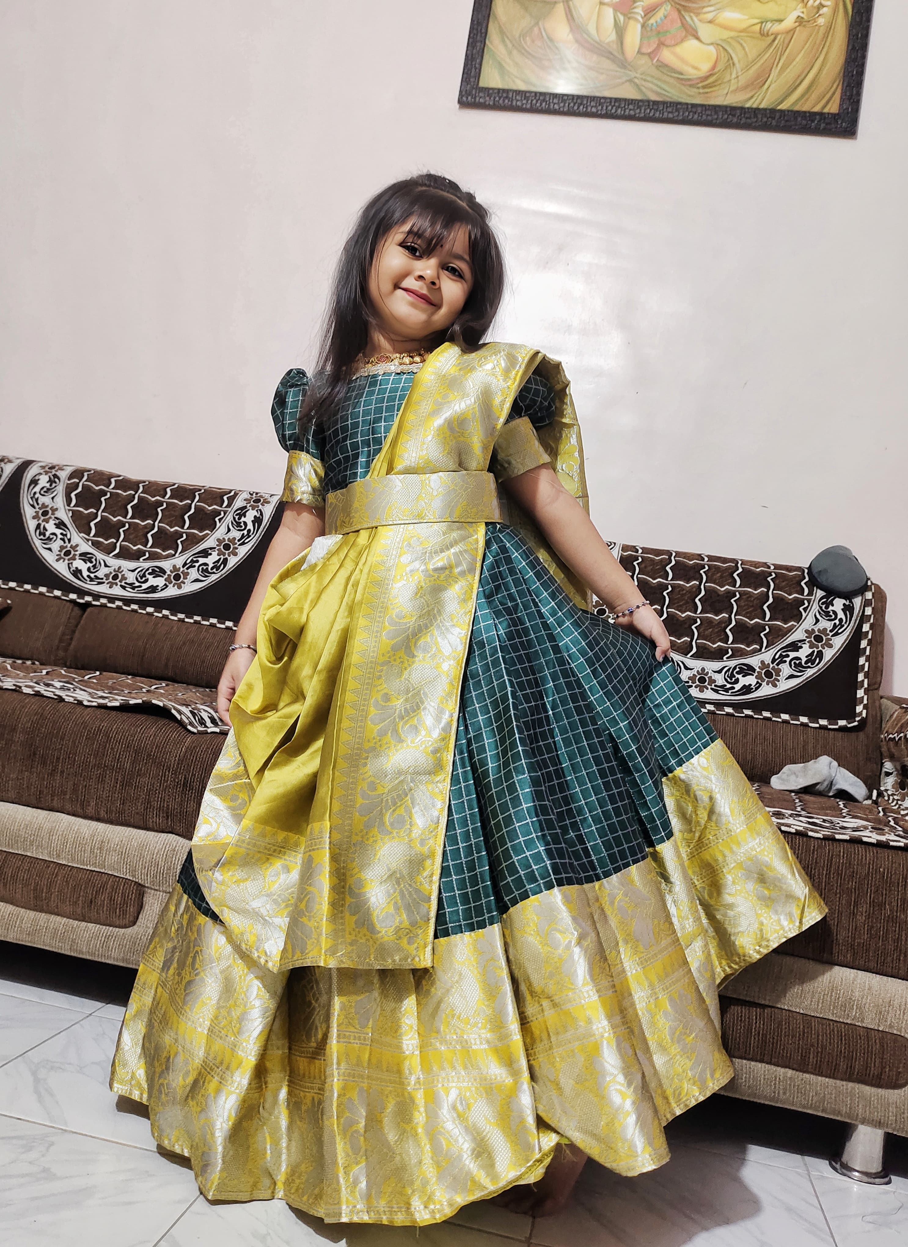 Fancy Mangalagiri Lehenga Set