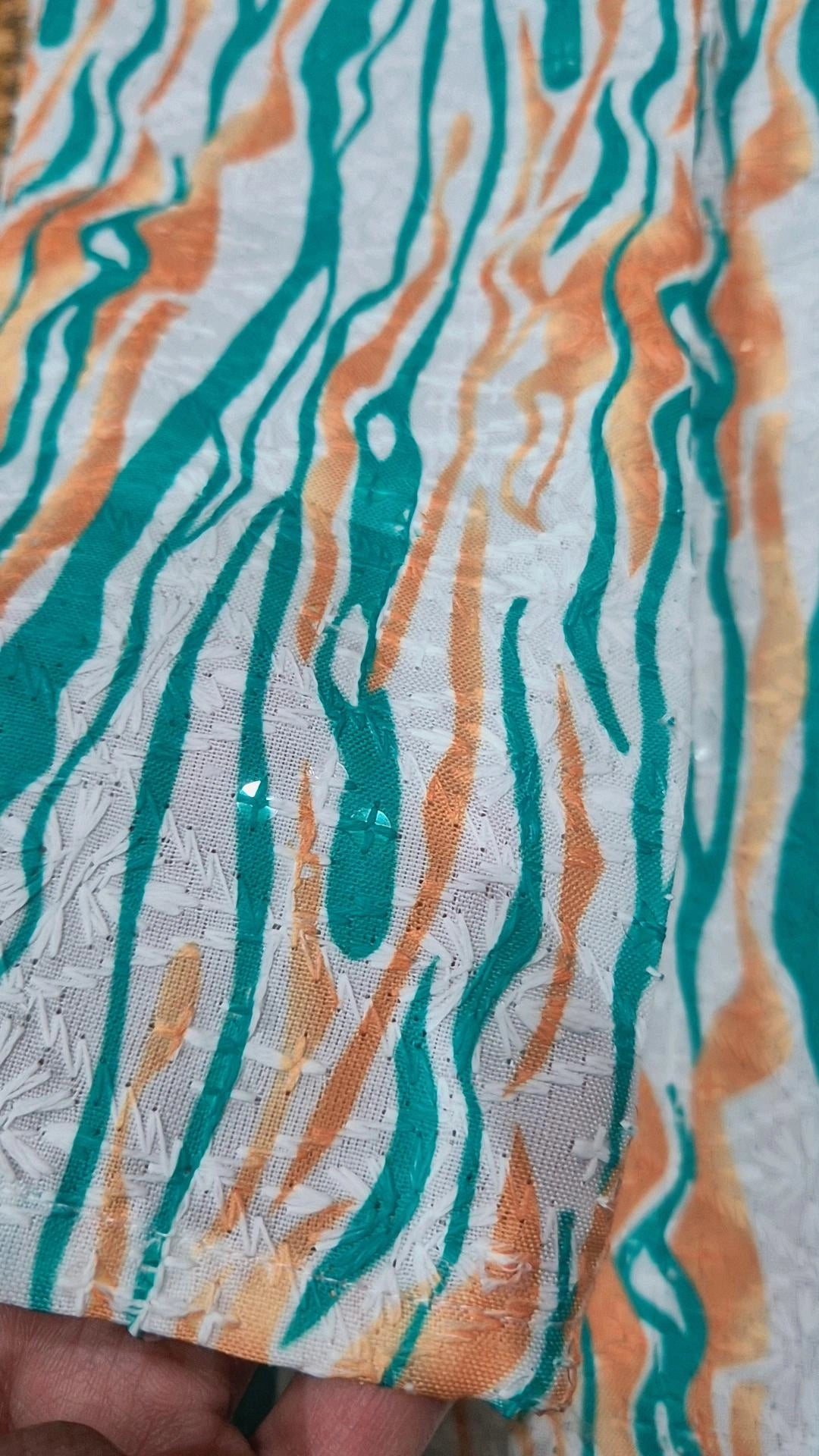 Men's Teal Orange Wave Digital Print Kurta Pyjama Set