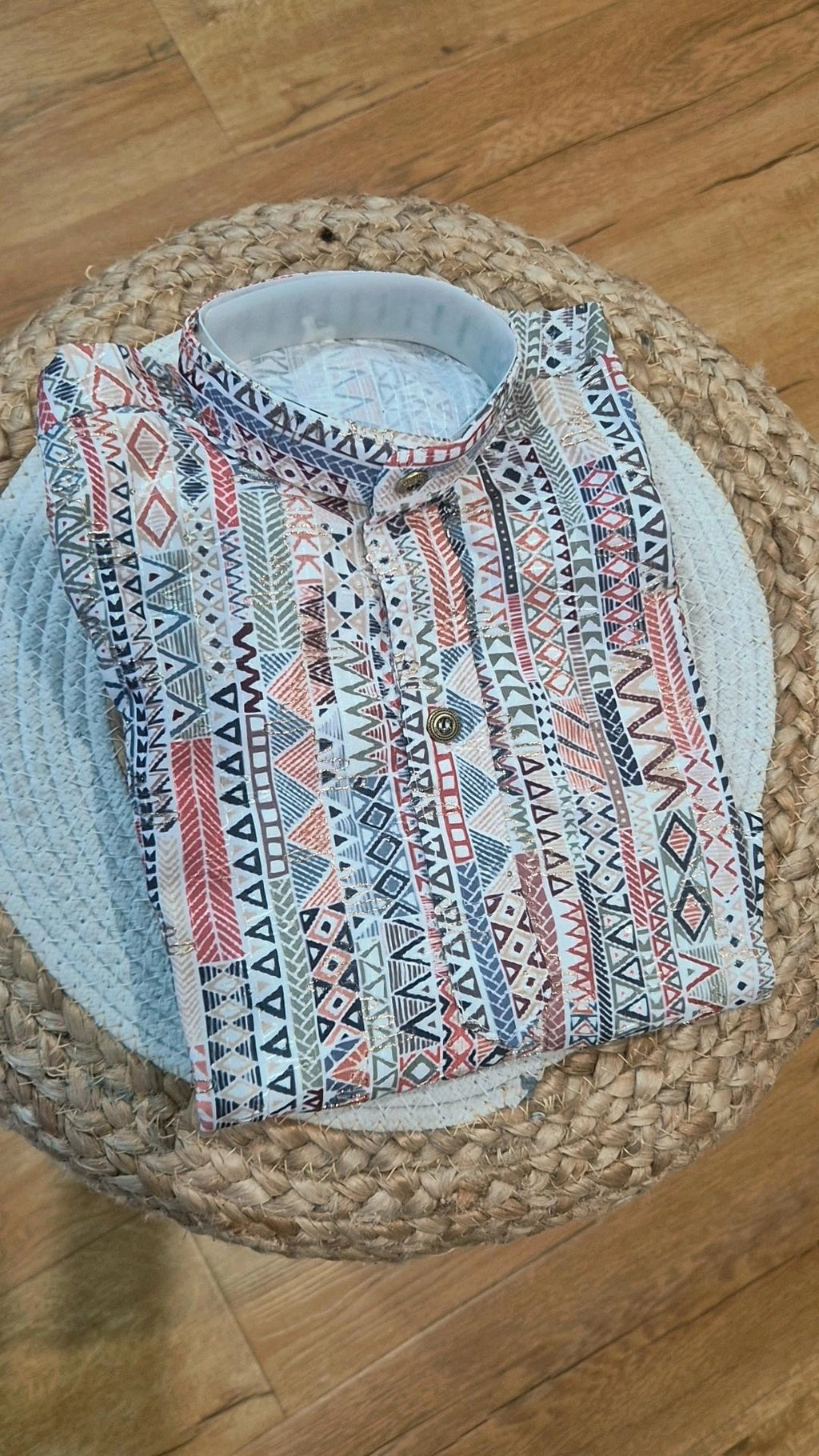 Boys Aztec Geometric Print Kurta Pyjama Set