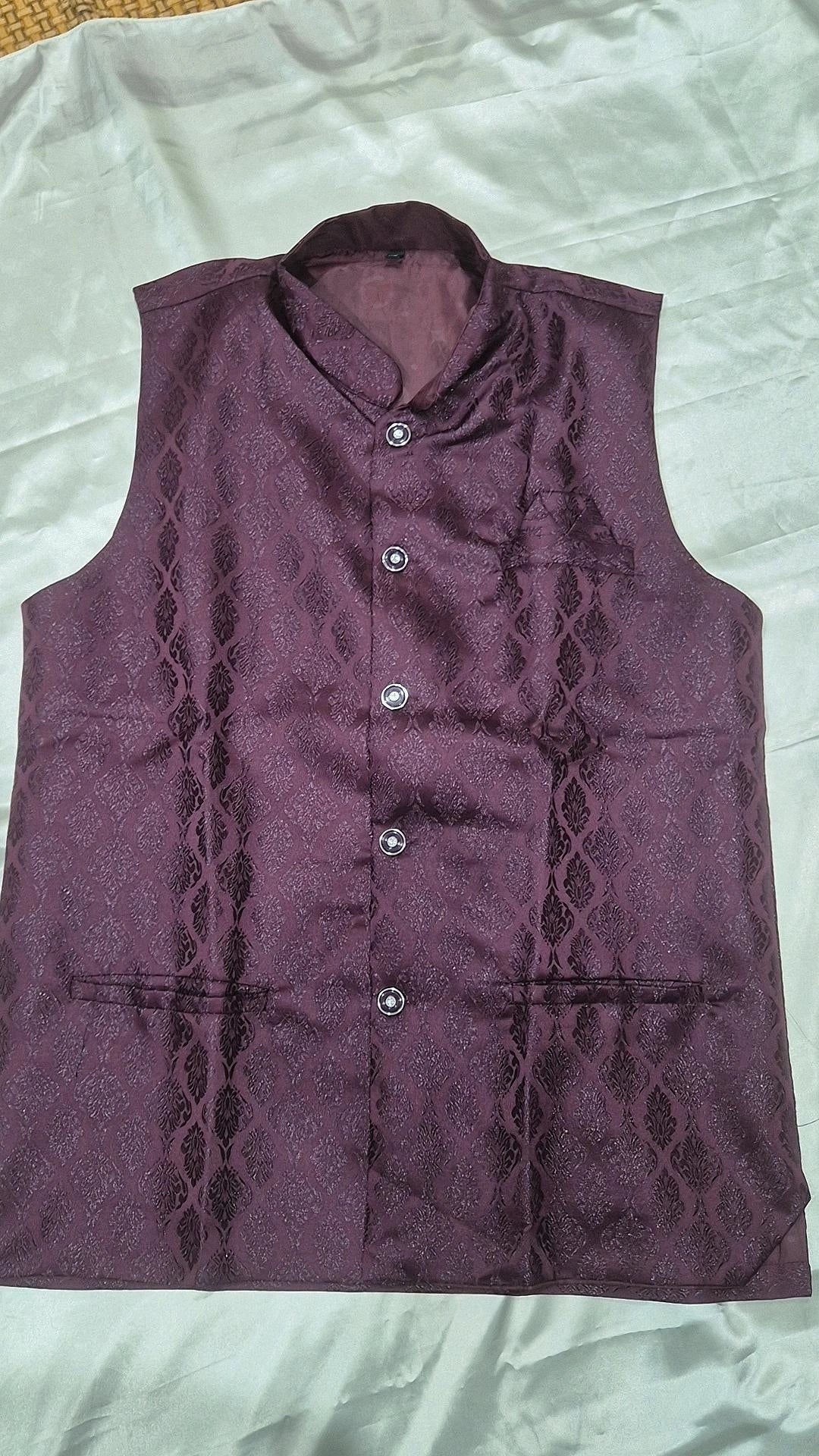 Men's Wine Maroon 3-Piece Kurta Pyjama Set