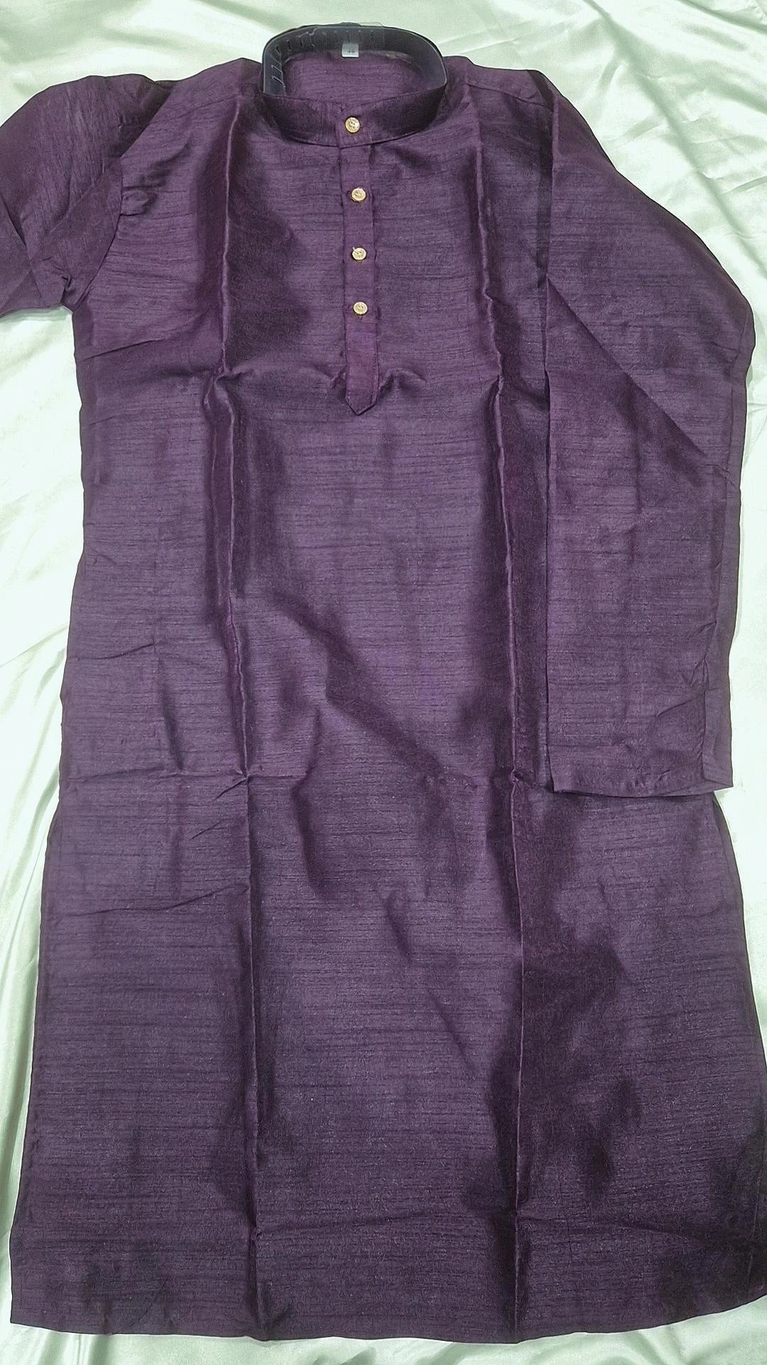 Men's Deep Purple 3-Piece Kurta Pyjama Set