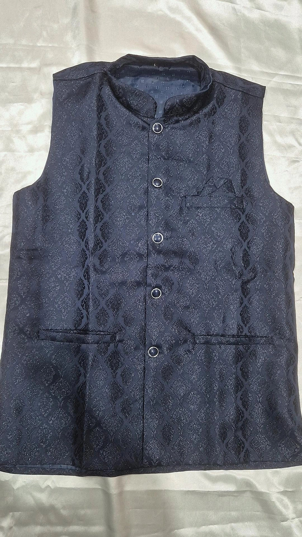 Men's Navy Blue 3-Piece Kurta Pyjama Set