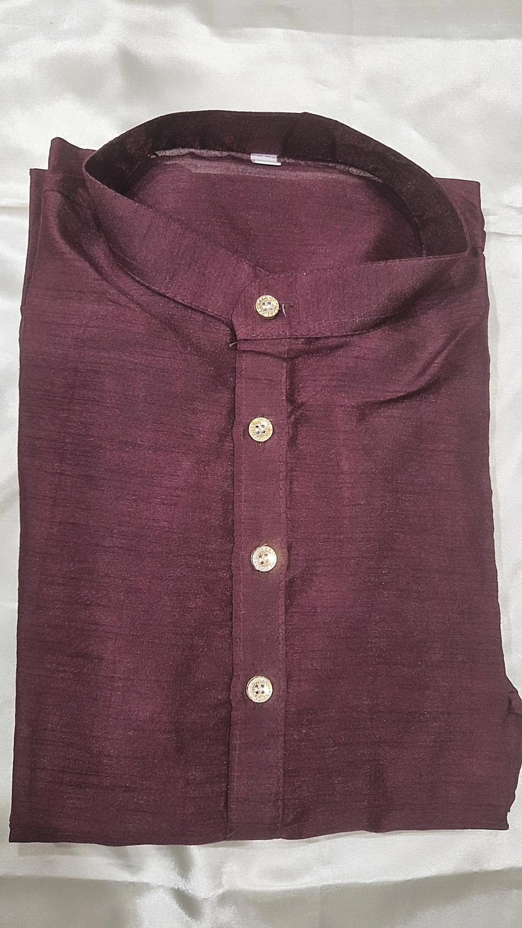 Men's Wine Maroon 3-Piece Kurta Pyjama Set