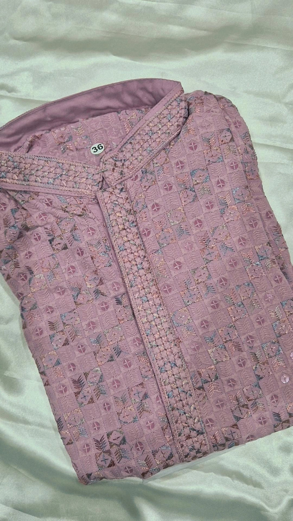 Men's Lilac Mauve XO Chikankari Kurta Pyjama Set
