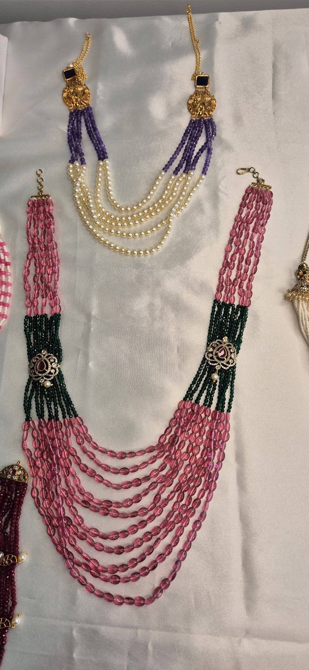 Rani Haram - Pink & Green Multi-Strand Long Necklace