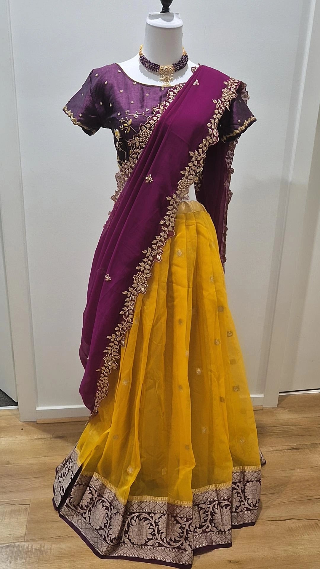 Organza Pattu Lehenga with Work Blouse